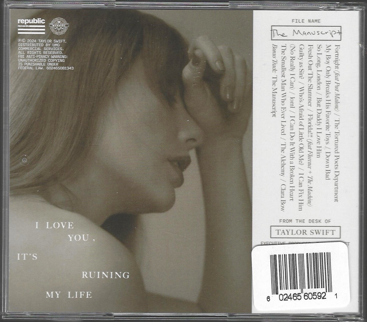 Taylor Swift - The Tortured Poets Department - The Manuscript - Signed Insert